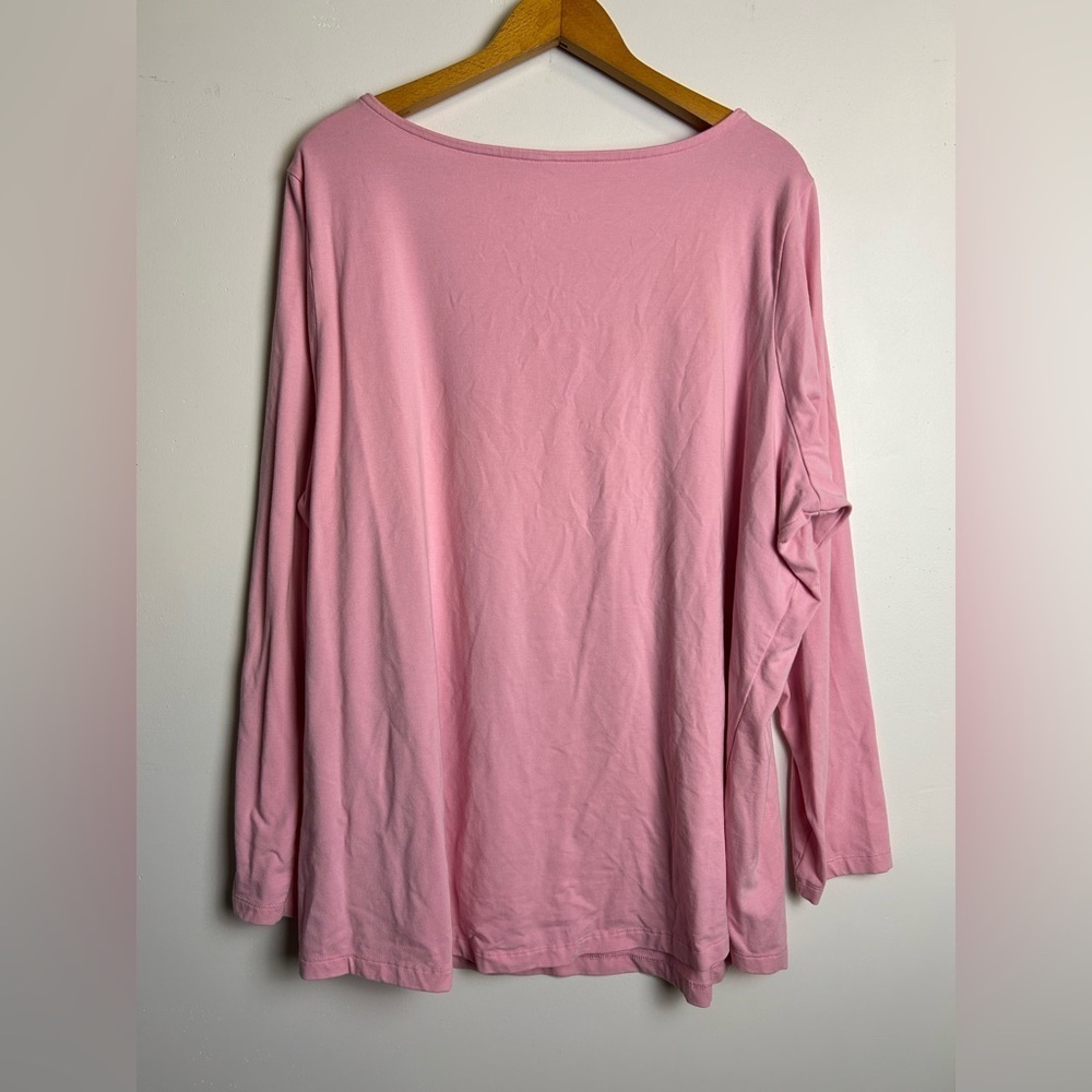 Belle Kim Gravel Top Blouse 2X Egyptian Pima Cotton Pink Lightweight Comfortable - Picture 2 of 11